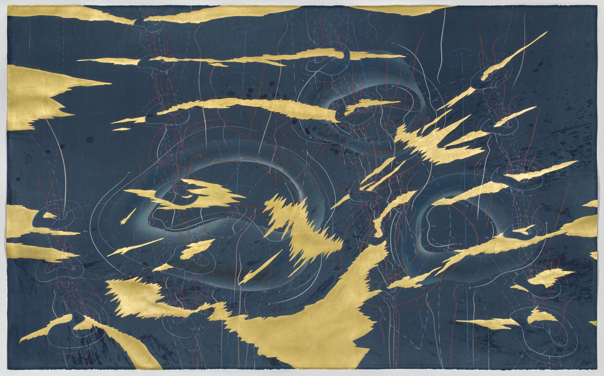 WV 2018-117 Immersive Integral II (Predawn) Jorinde Voigt Berlin 2018 141 x 228 cm India ink, gold leaf, pastel, oil chalks, graphite on paper unique work signed