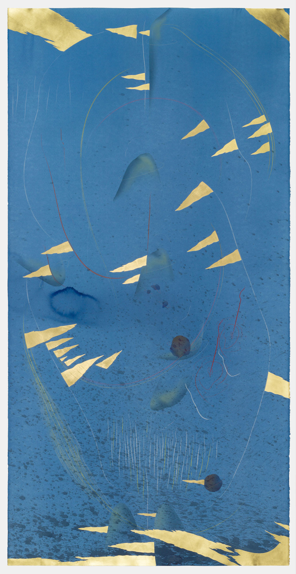 WV 2019-023 Immersive Integral Universal Splash V Jorinde Voigt Berlin 2019 278,3 x 140,6 cm India ink, gold leaf, pastel, oil chalks, graphite on paper, Unique Signed