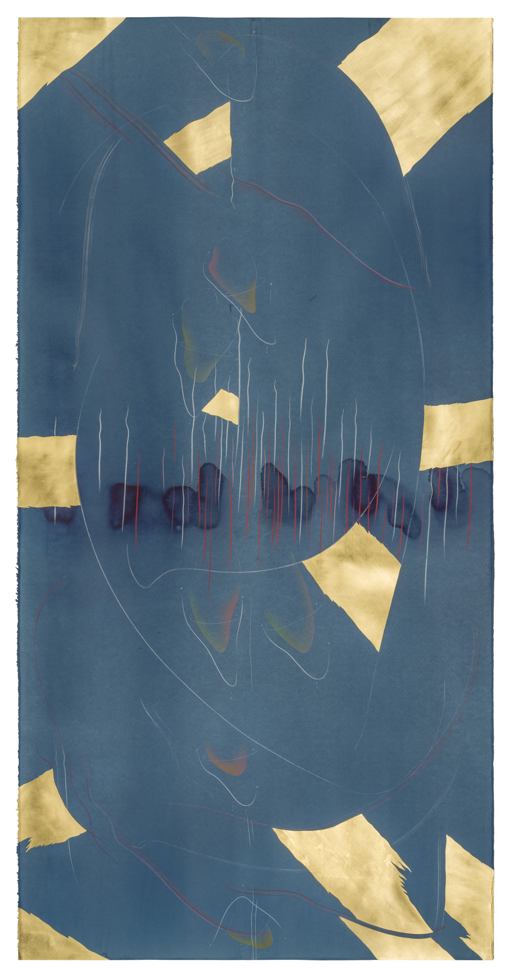 WV 2019-044 Immersive Integral Turn IV Jorinde Voigt Berlin 2019 278,6 x 140,5 cm India ink, gold leaf, pastel, oil chalks, graphite on paper, Unique Signed